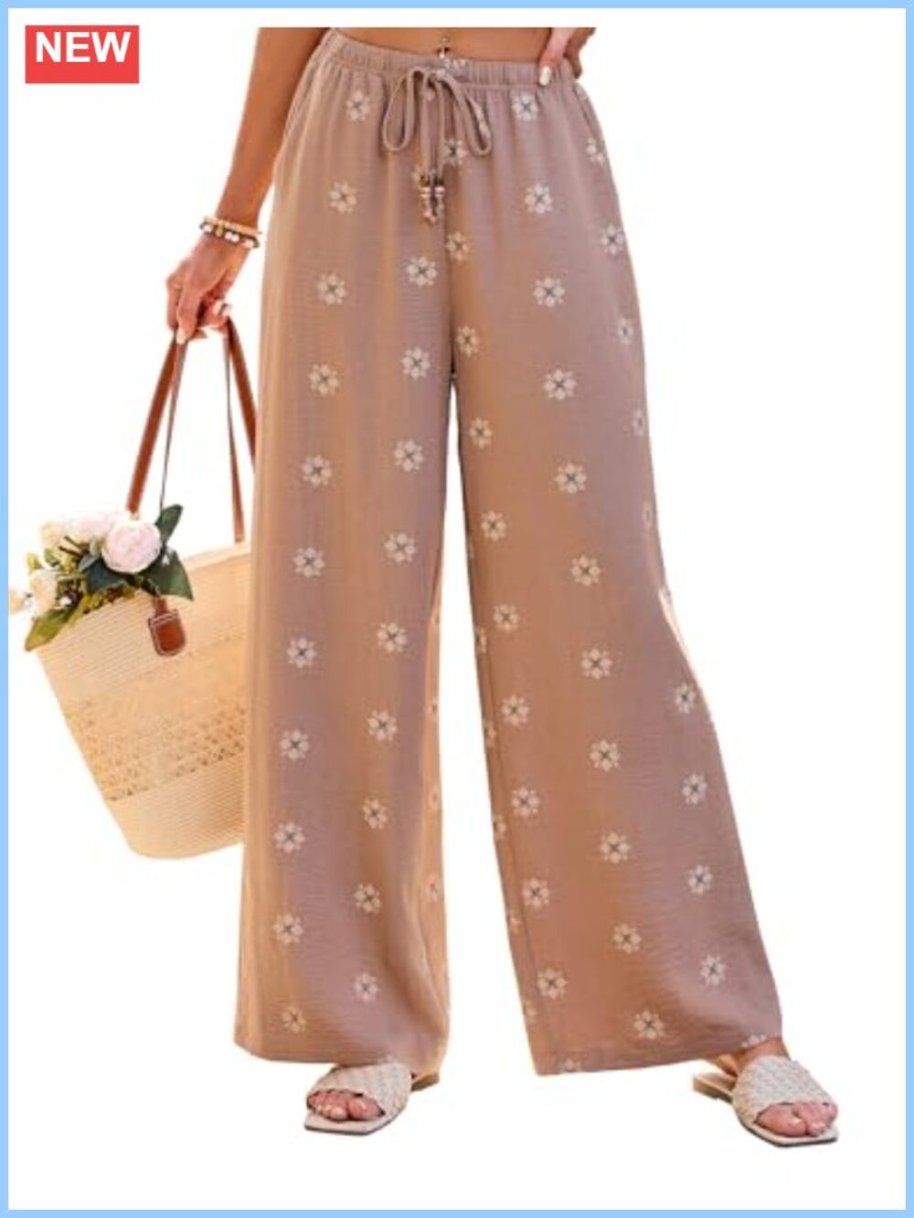 Womens High Waisted Wide Leg Palazzo Pants with Pockets Boho Summer Casual Pant